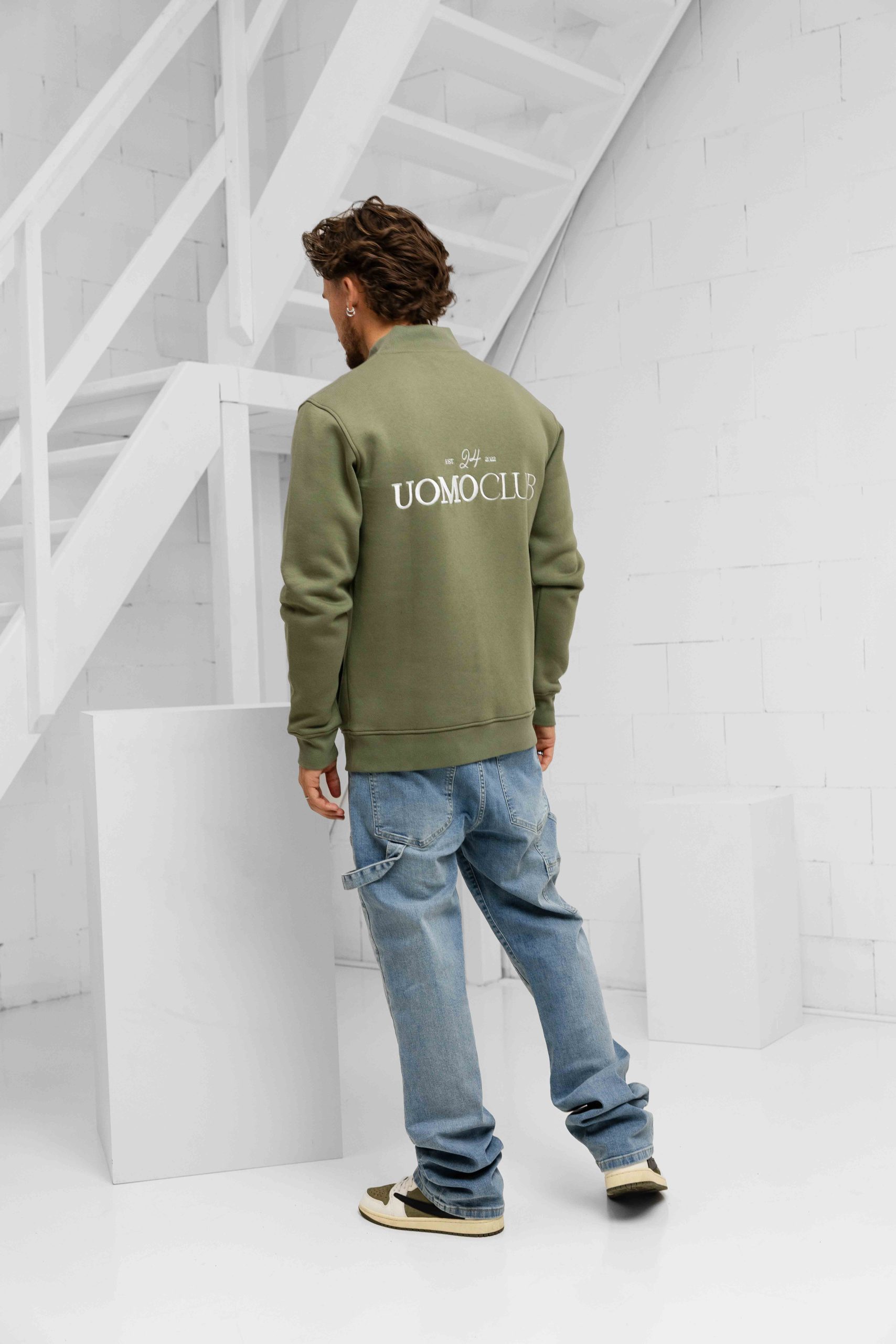 24 Uomo Club Half Zip Sweater Heren Army