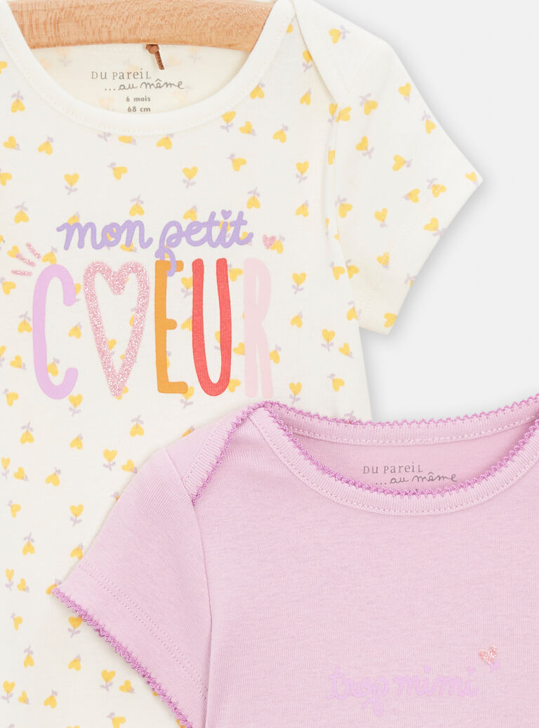 Lot de 2 body manches courtes imprimés pour bébé fille
