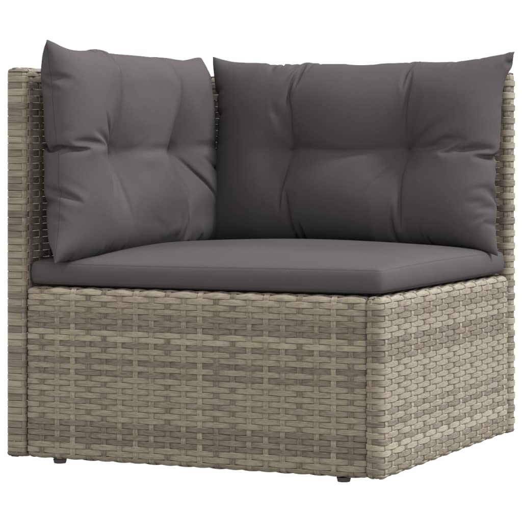 Salon de jardin meuble d'extérieur ensemble de mobilier 5 pièces avec coussins gris résine tressée