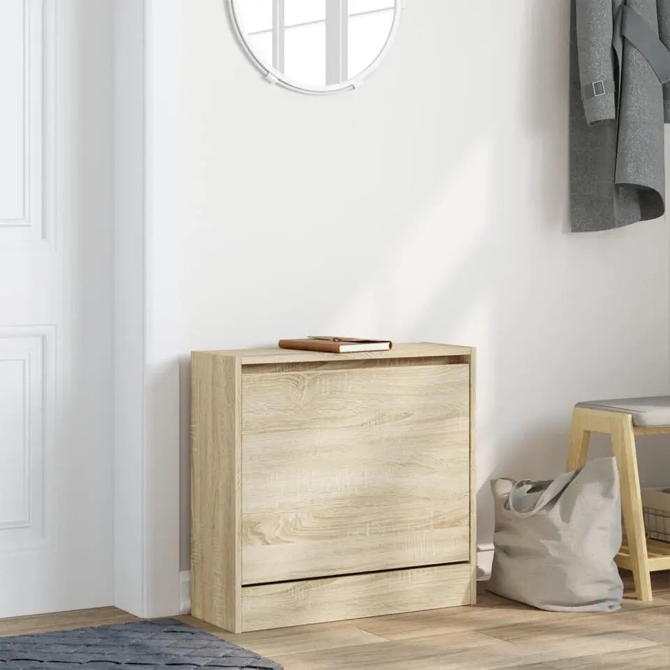 vidaXL - Schoenenkast 2 paar met 1 klep - Sonoma eiken - Hout - 60x21x57 cm