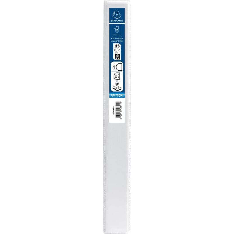 Classeur PP personnalisable Kreacover - 4 anneaux en D 20mm - A4 maxi - Blanc