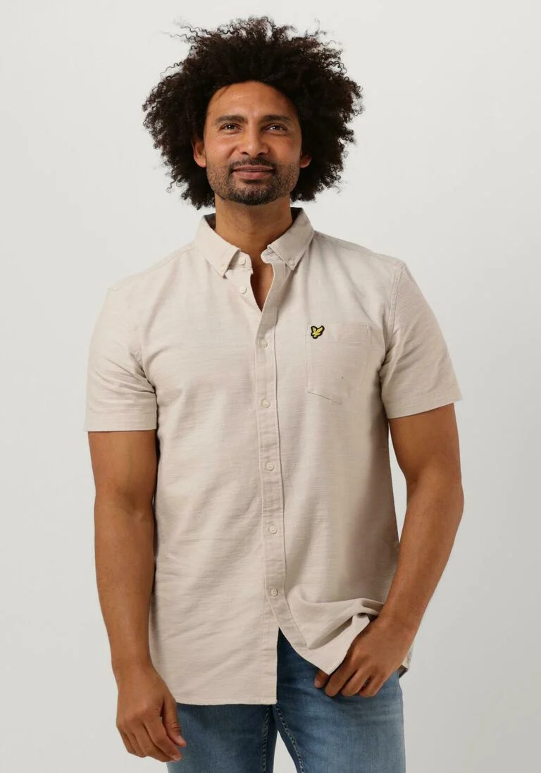 LYLE & SCOTT gebroken wit lyle & scott casual overhemd cotton slub short sleeve shirt
