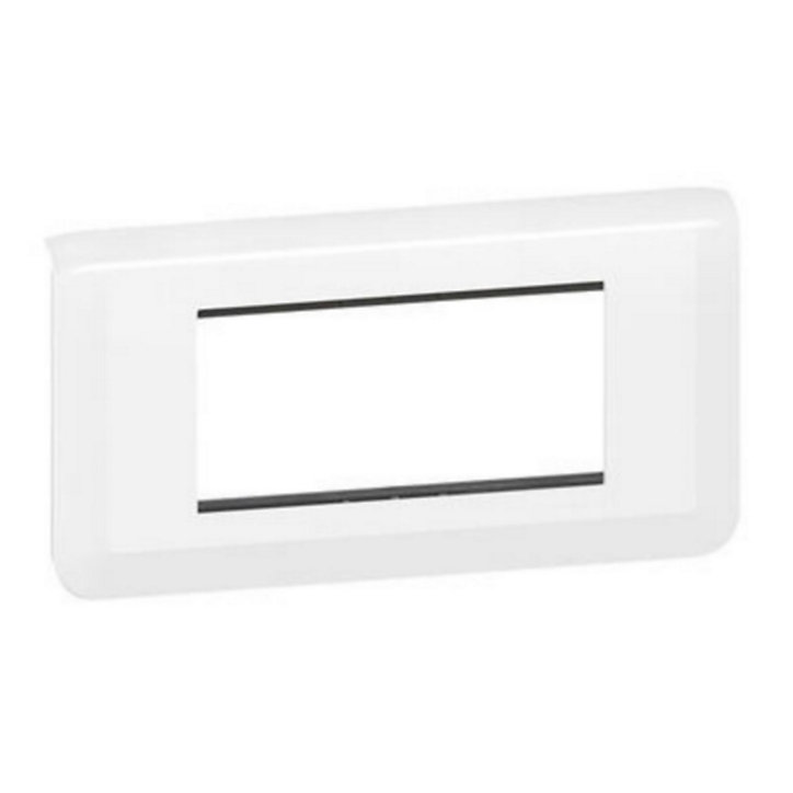 Plaque de finition + support Legrand Mosaïc 4 postes blanc, horizontal