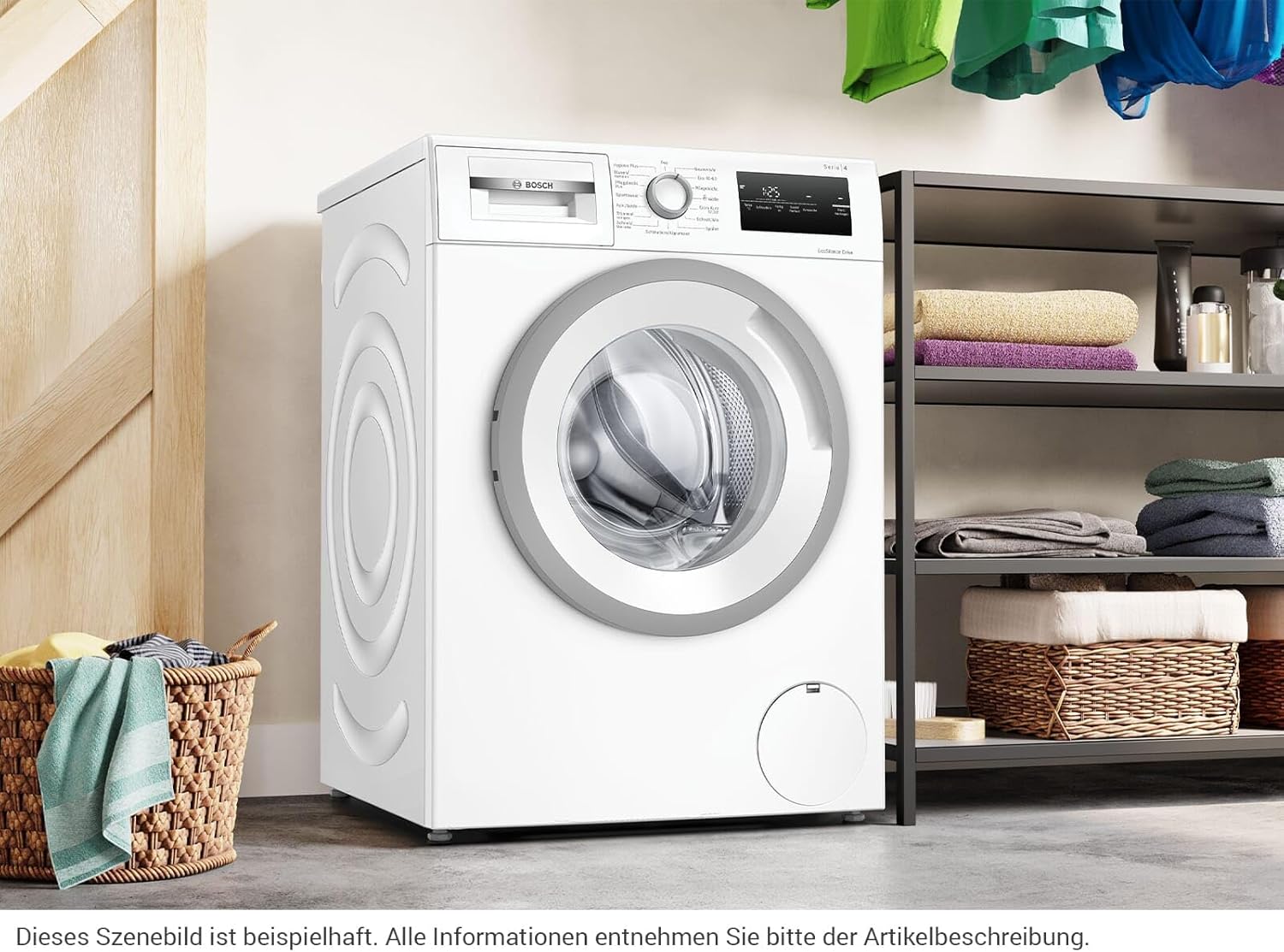 Bosch WAN28123 Serie 4 Waschmaschine, 7 kg, 1400 UpM, Active Water Plus, EcoSilence Drive, Hygiene Plus, Speed Perfect, ExtraKurz 15' & 30', Night Wash, Nachlegefunktion, Sportswear-Programm