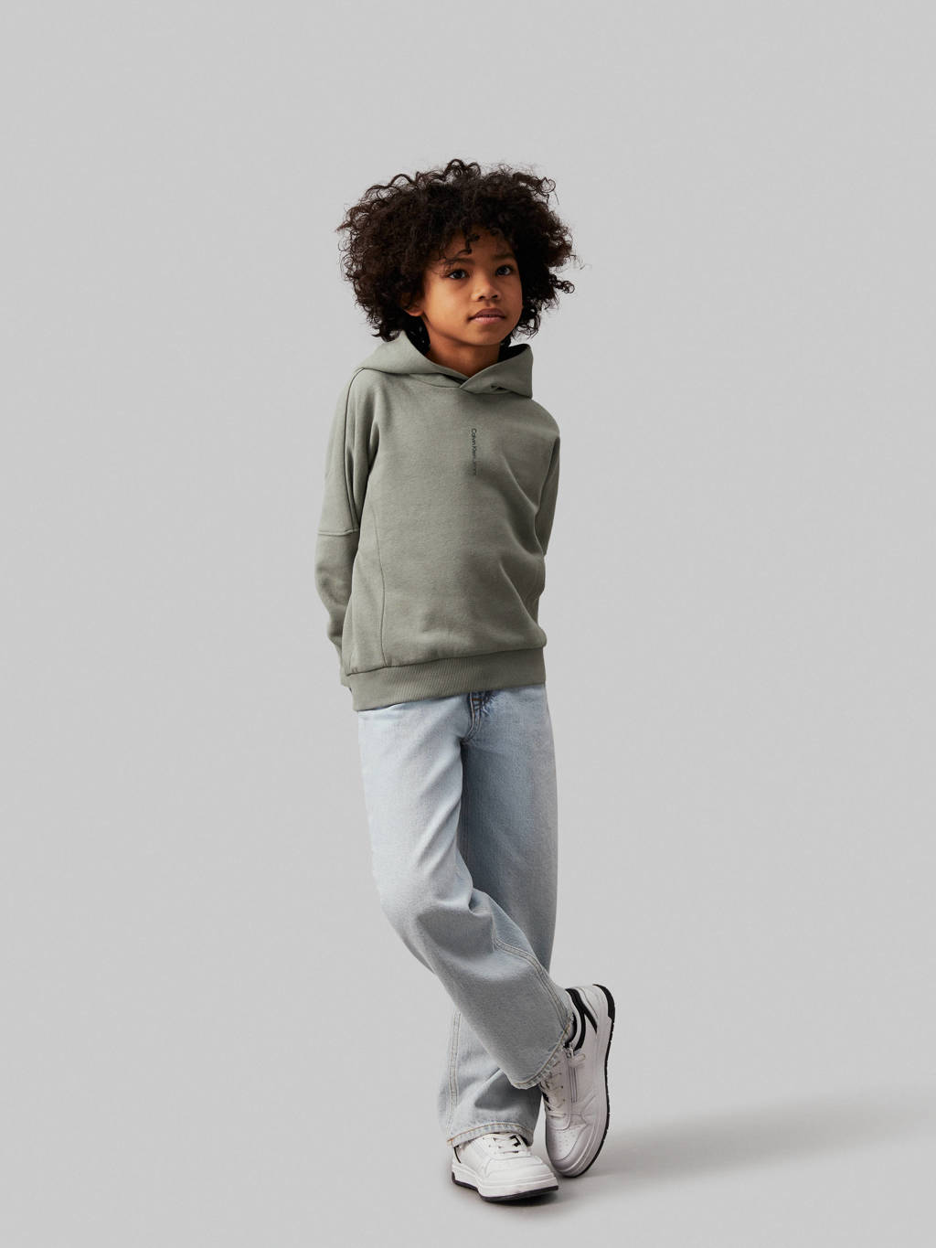 Calvin Klein hoodie met logo grijsgroen