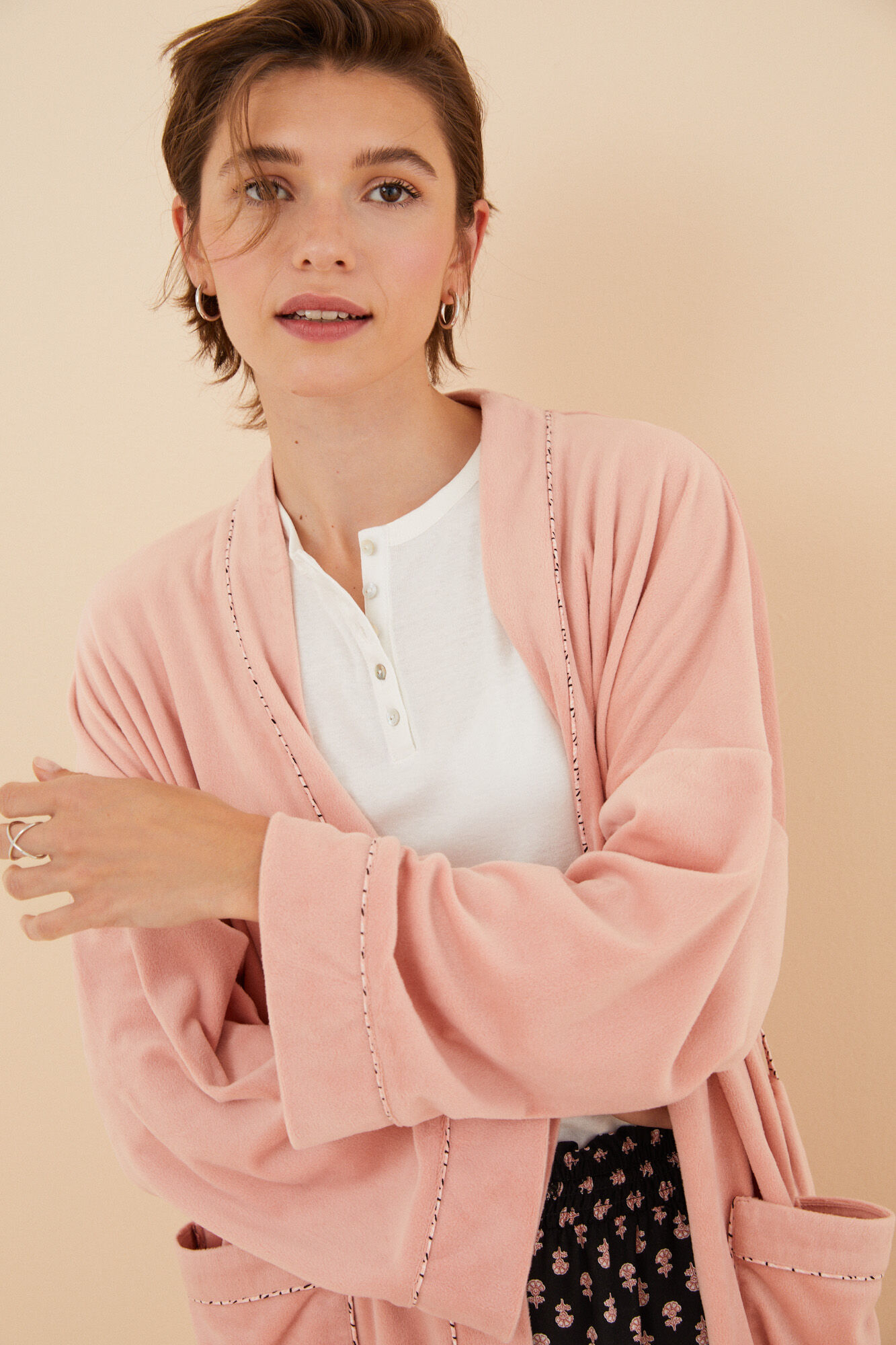 robe midi de veludo rosa