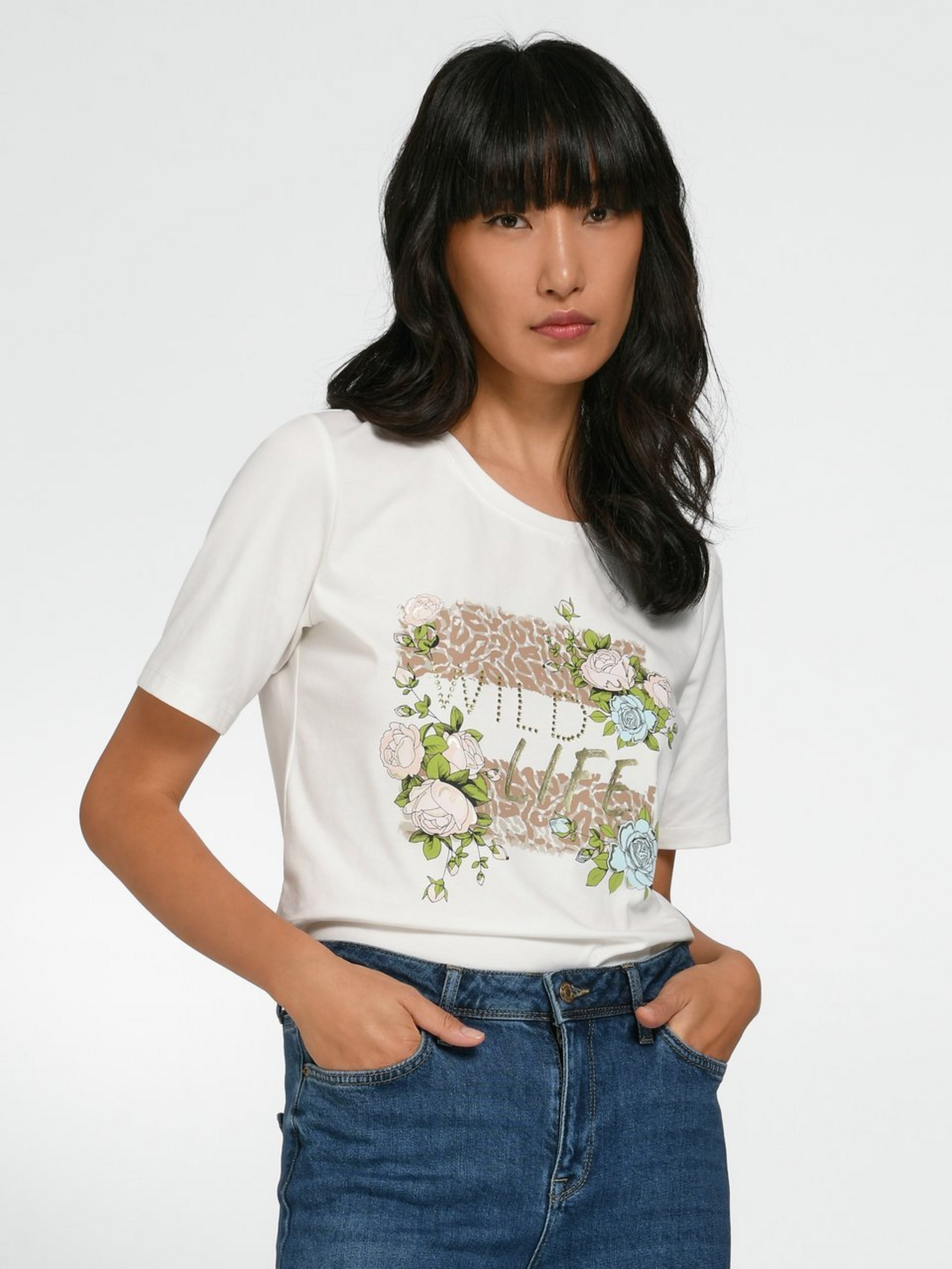 Rundhals-Shirt mit 1/2-Arm
