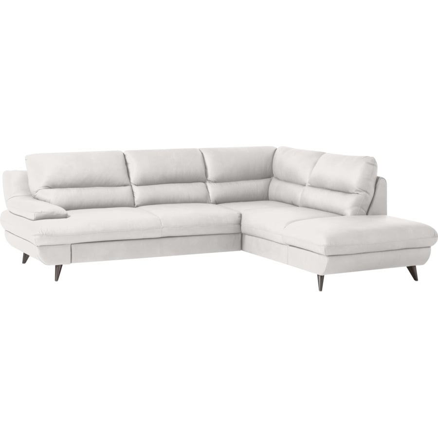Ecksofa Pike Leder, Ottomane links hellgrau