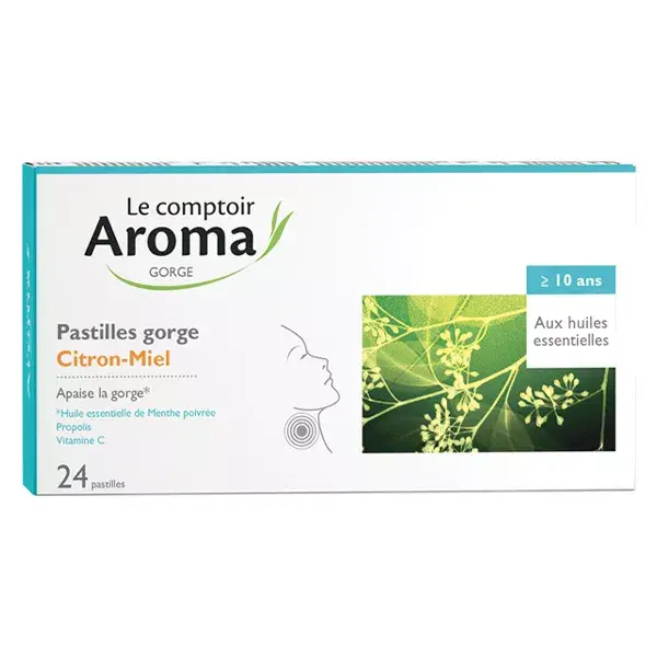 Pastilhas para a garganta Le Comptoir Aroma Respir' Limão e Mel - 24 pastilhas