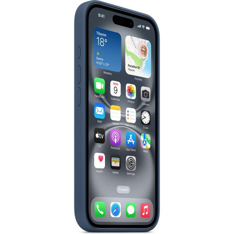 Apple Coque en silicone avec MagSafe pour iPhone 16 - Denim