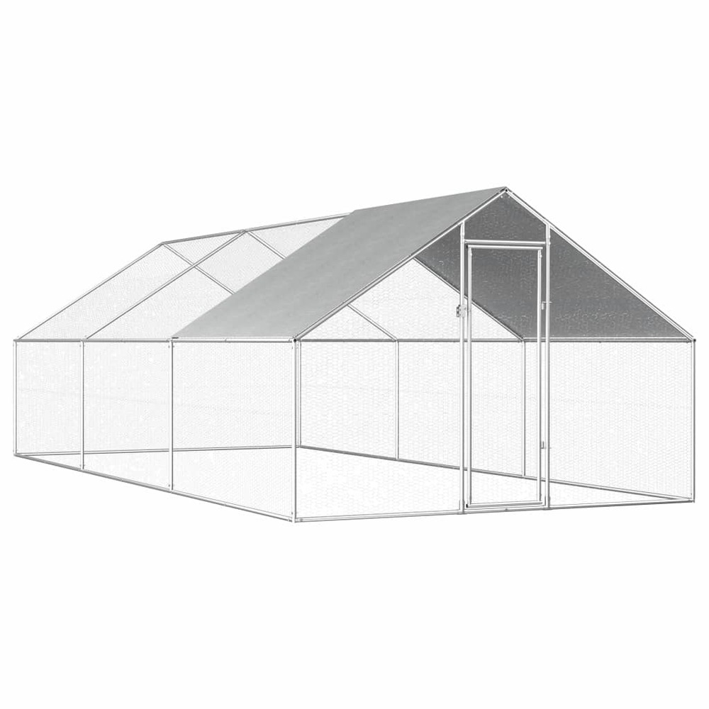 Poulailler d'extérieur 2,75 x 6 x 1,92 m acier galvanisé toit en pe