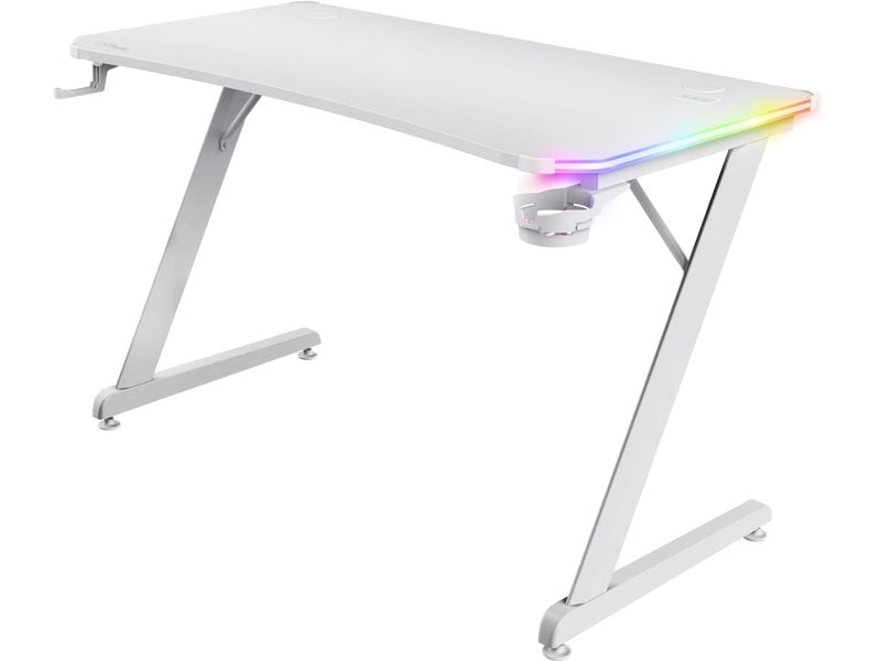 Trust Gaming Tisch GXT 709W Luminus RGB Weiss Gaming-Tisch mit RGB-Beleuchtung