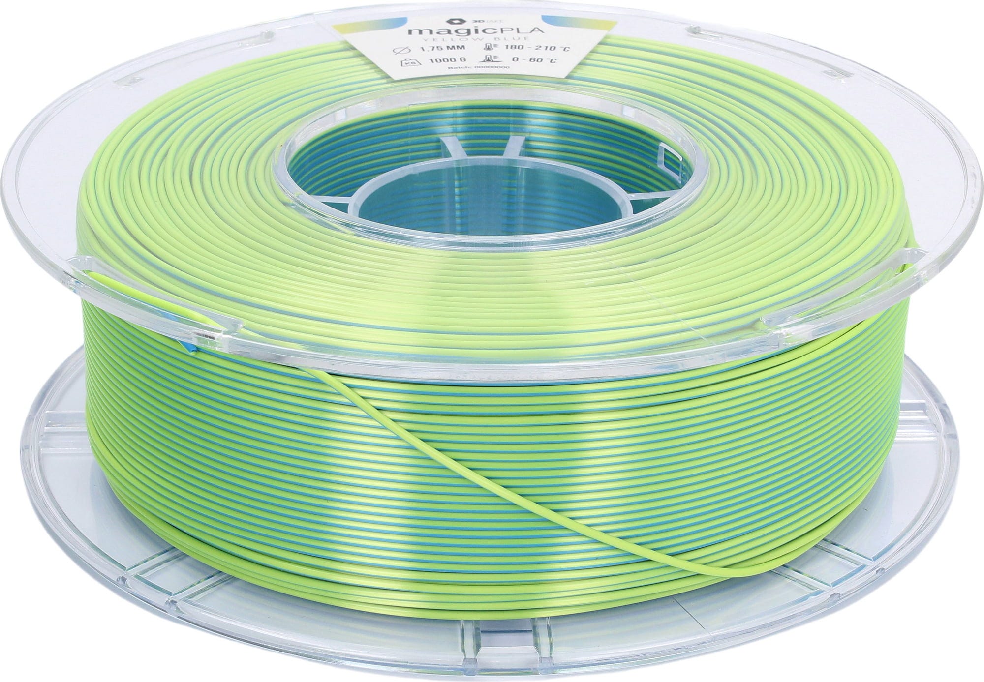 3DJAKE  magicPLA  Lemon Grass, 1,75 mm / 1000 g    Zweifarbiges PLA-Filament für bunte Farbkreationen in Lemon Gras