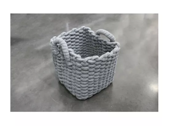 Set 3 paniers carrés en corde de coton tressée gris avec anses - LOV