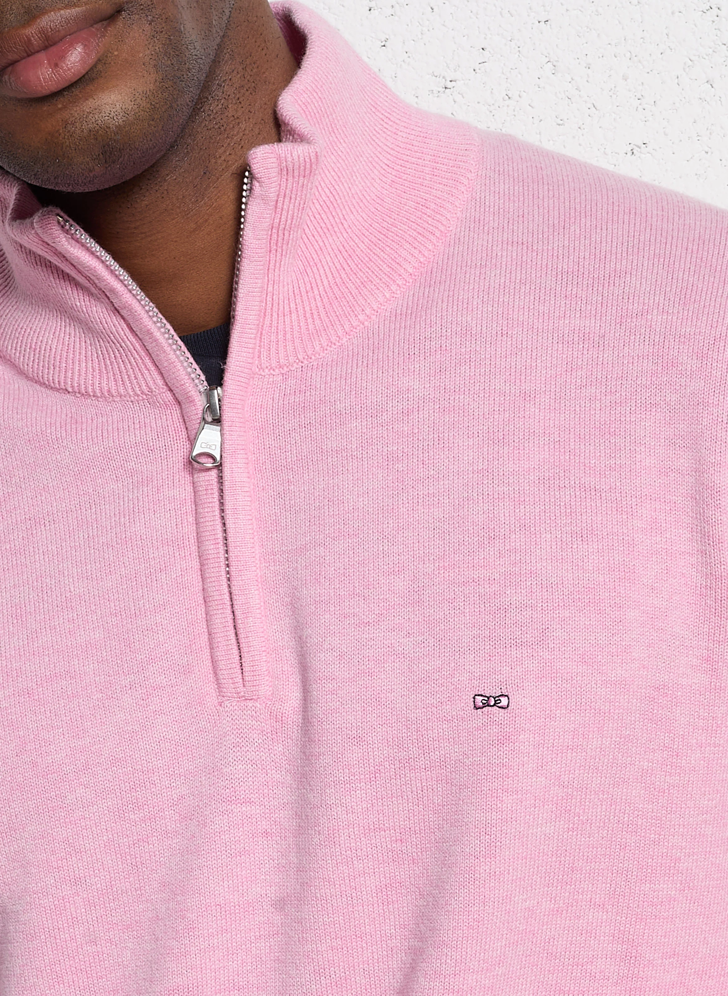 Pull droit en coton et laine | Rose
