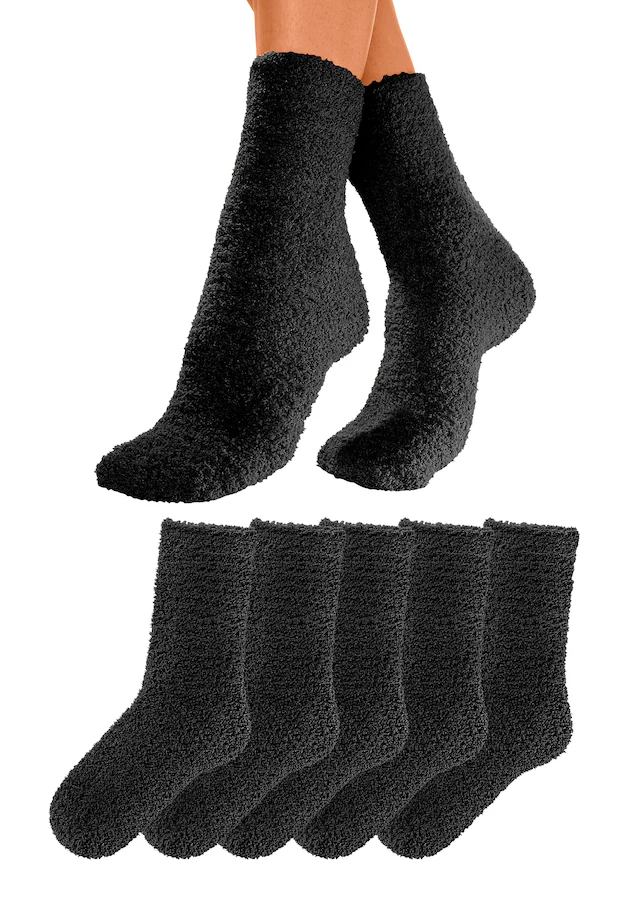 Lavana Kuschelsocken Packung, 5 Stk. tlg. ideal als Hausschuhersatz