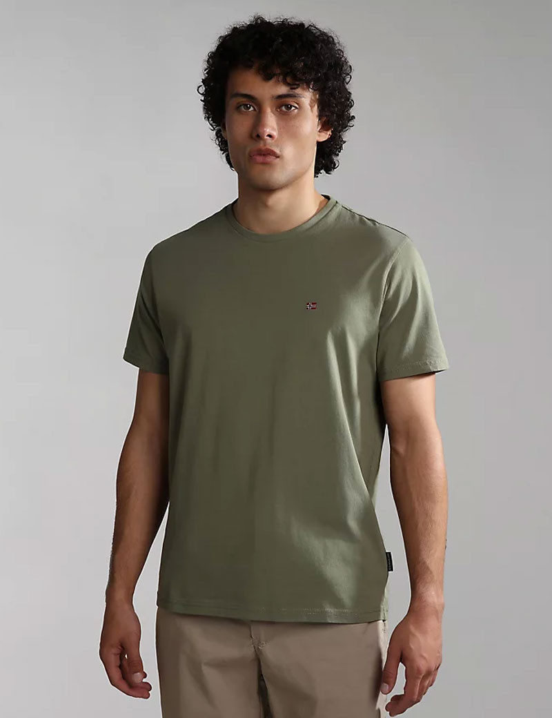 NAPAPIJRI T-SHIRT HOMME LOGO CŒUR KAKI