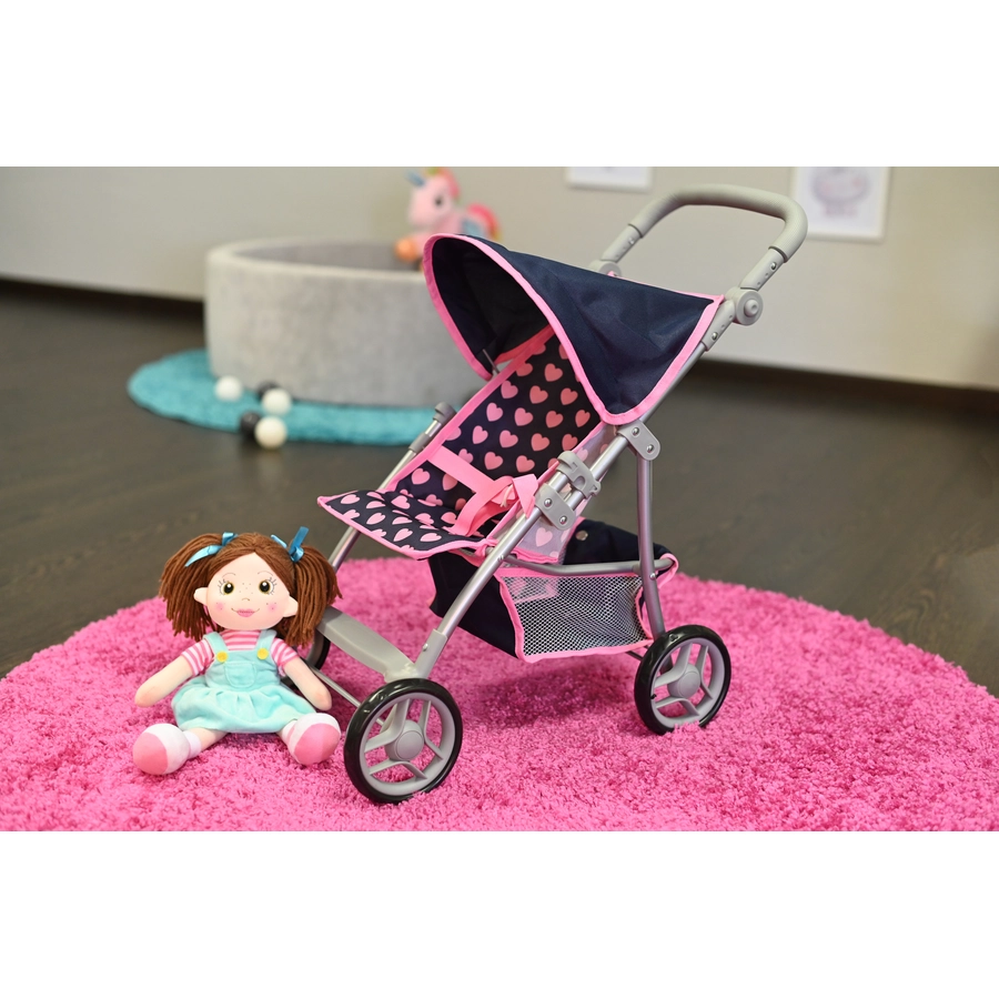 knorr toys® Puppenbuggy Liba - Pink Hearts blau