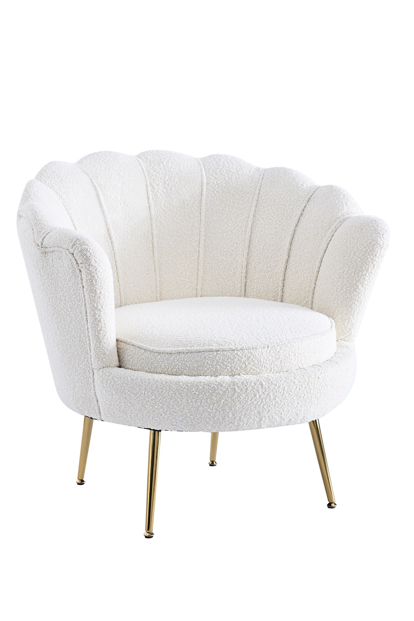 Muschelsessel Bouclé Stoff Relaxsessel Polstersessel Ohrensessel Loungesessel