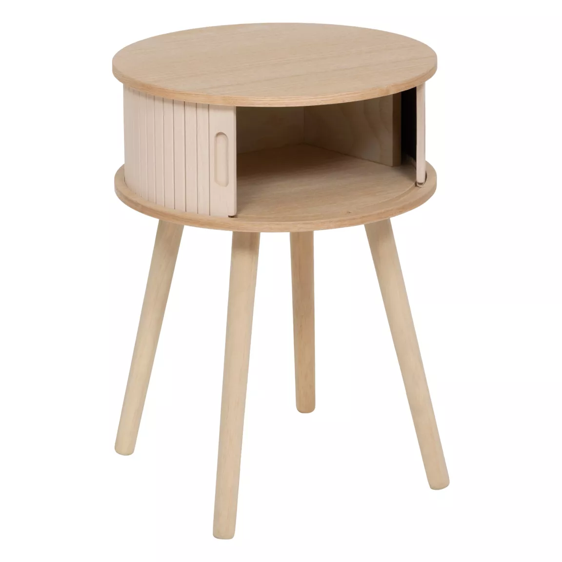 Table de chevet ronde en bois (H54 cm) Nysos Crème