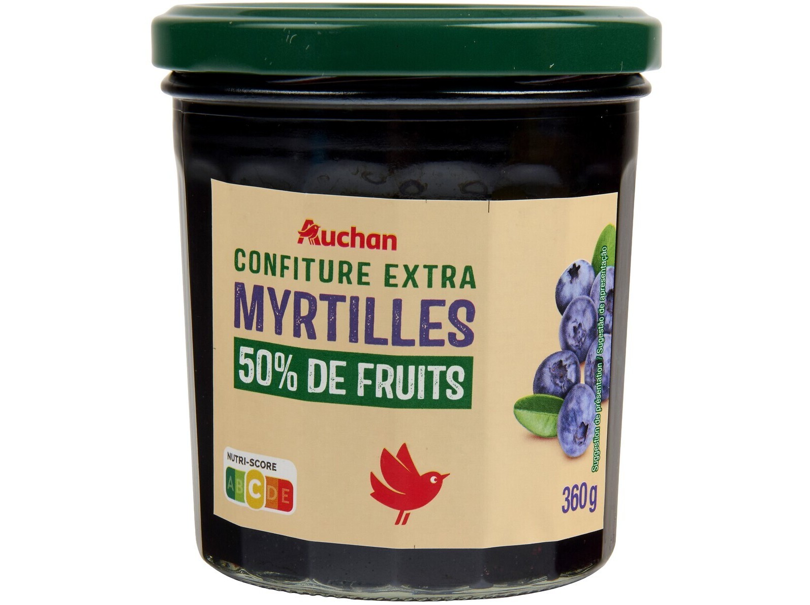 DOCE EXTRA 50% FRUTOS AUCHAN MIRTILO 360G