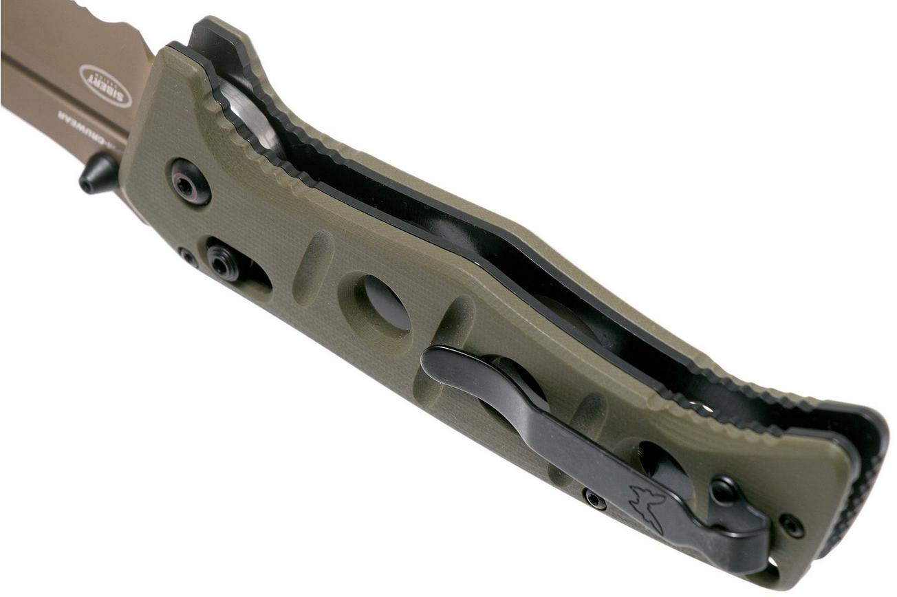 Benchmade 275SFE-2 Sibert Adamas OD Green G10, Flat Earth Serrated zakmes, Shane Sibert design