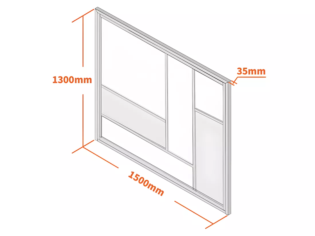 Verrière atelier design en aluminium thermolaqué avec miroirs 150x130 cm - Noir - ELEXIA