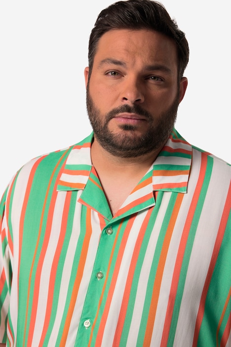 Men+ Streifenhemd, Halbarm, Cuba-Kragen, bis 8 XL