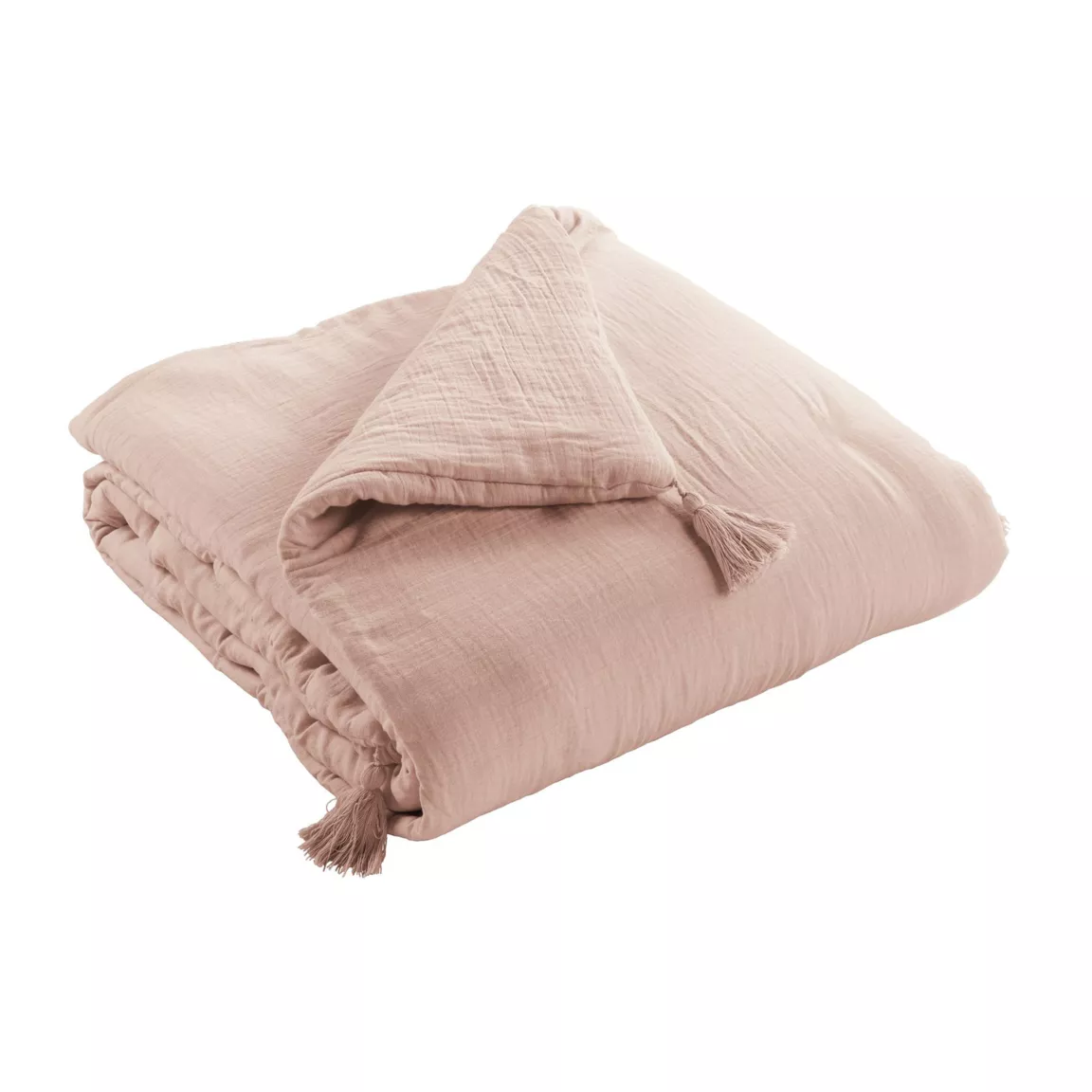 Edredon gaze de coton (90 x 200 cm) Gaïa Rose poudré