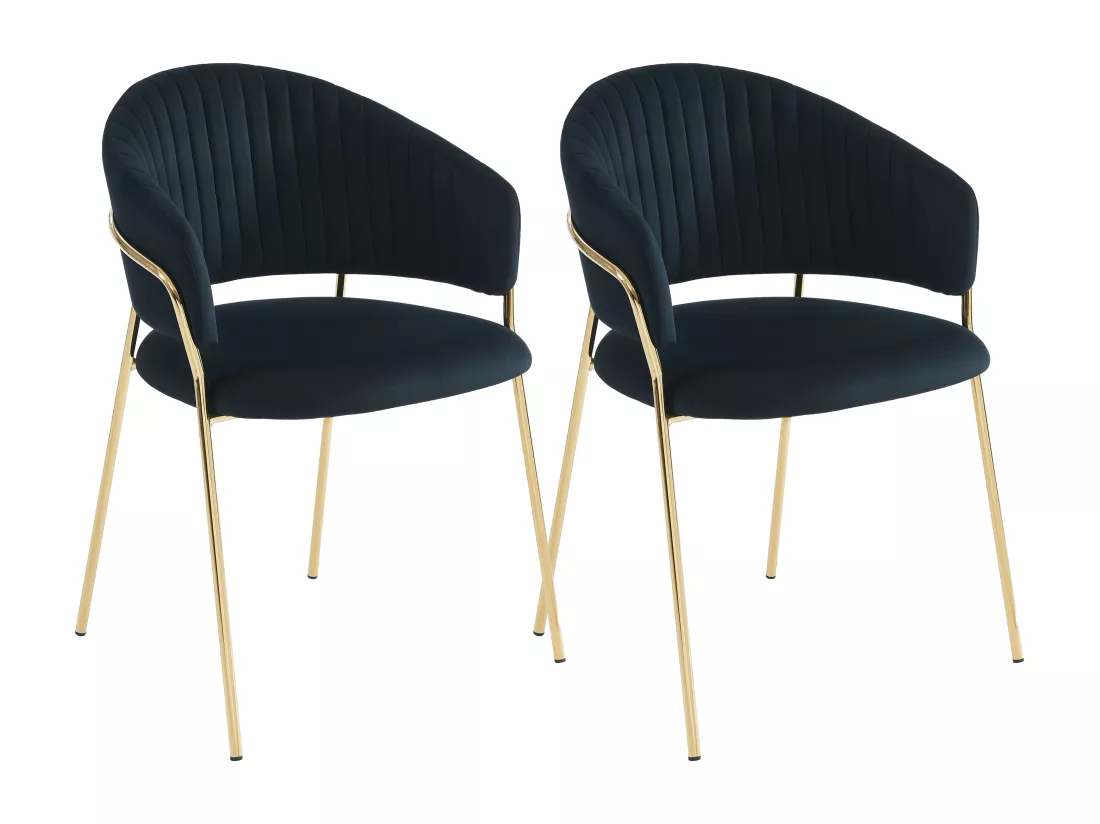 Lot de 2 chaises en velours et métal doré - Noir - MADOLIA de Pascal MORABITO