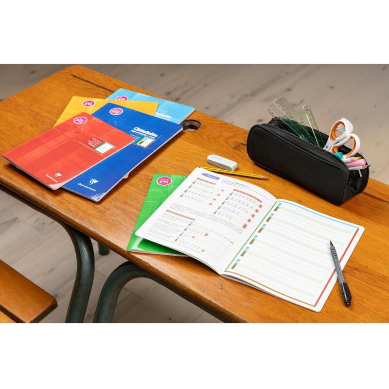 Cahier d'écriture piqué spécial Dys A4 48 pages cadre et lignes 4 couleurs Interligne 3 mm - Assortis