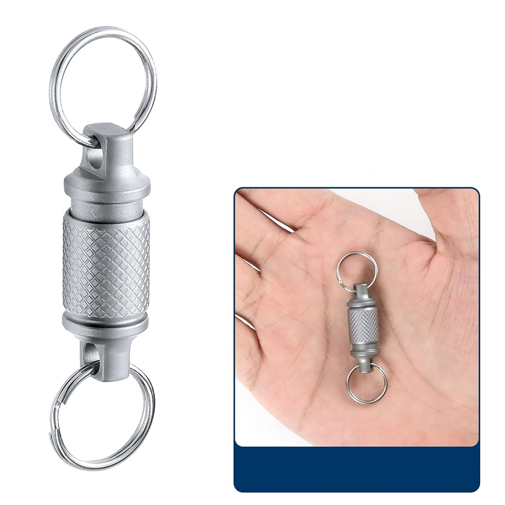 Titan Camping Schlüsselanhänger Reise Zubehör Halter mit Schnellverschluss / 2 Spaltringen - Silber