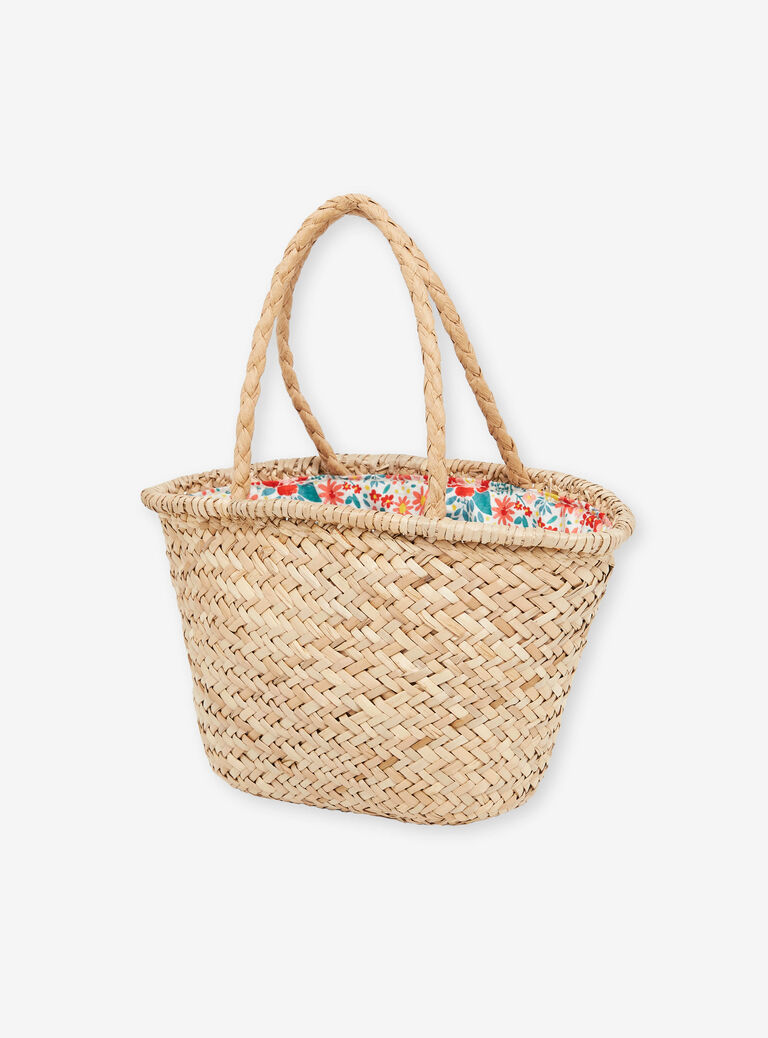 Sac panier en paille brodé Fraise