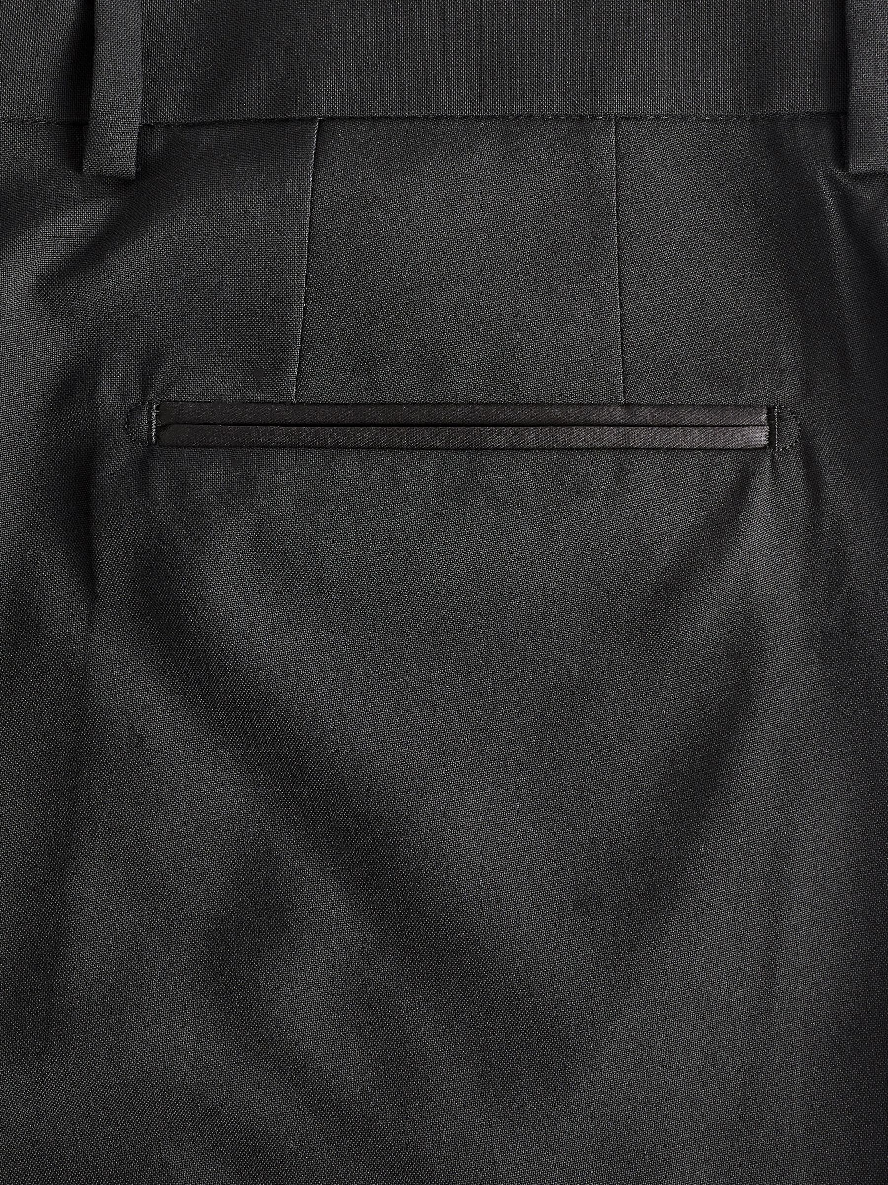 Zwart met bies - Tailored fit - Pantalon in smokingstijl