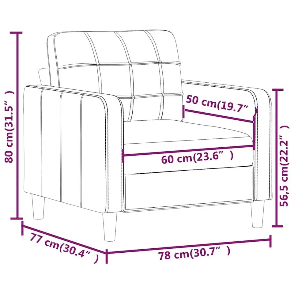 vidaXL - Fauteuil - Zwart - Stof - 60 cm