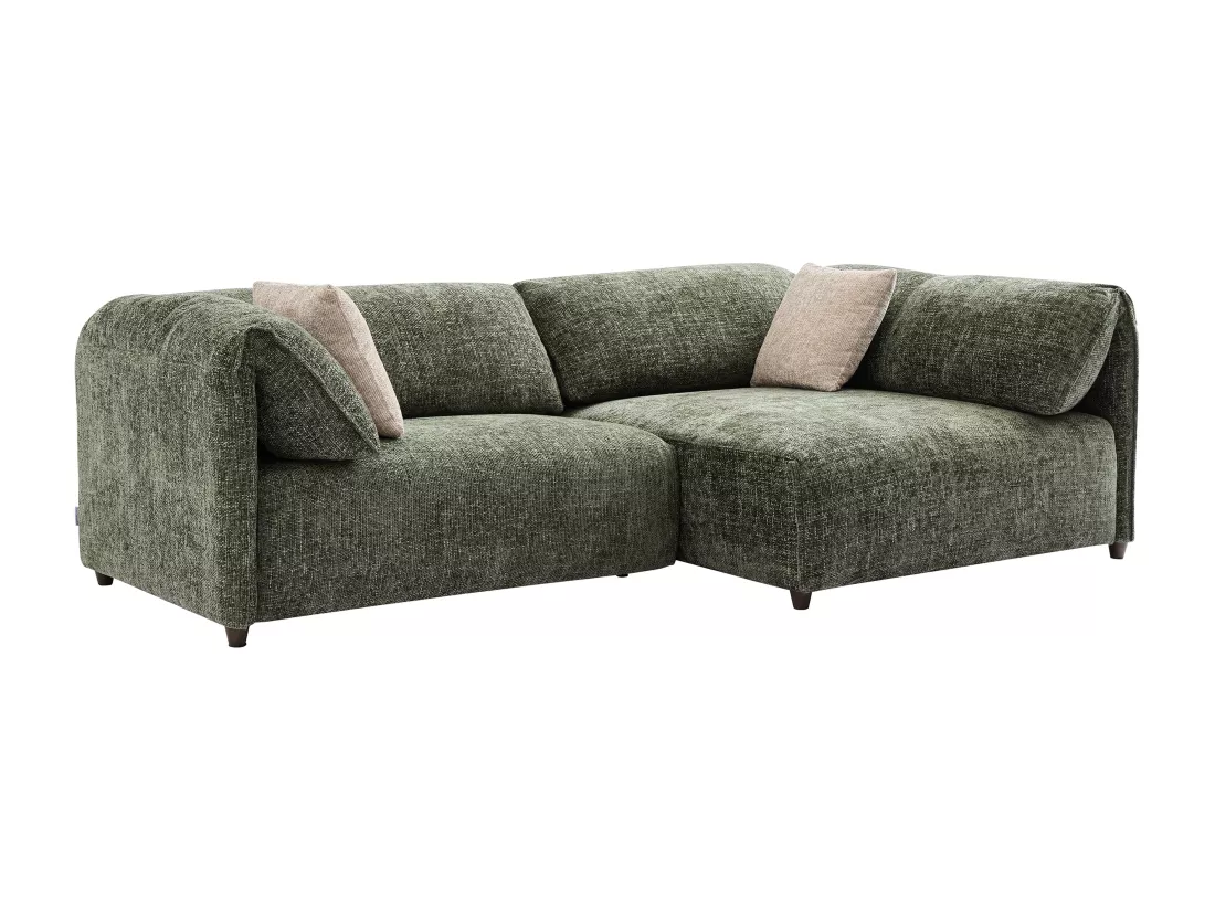 Canapé angle droit en tissu texturé vert LOUSOPA de Maison Céphy