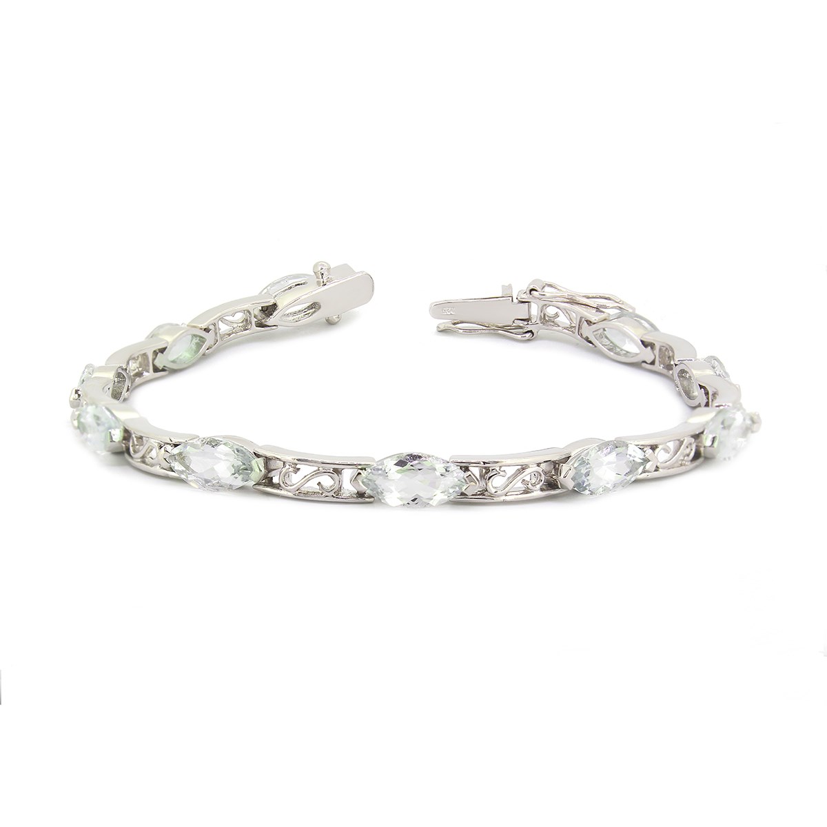 Bracelet Élégant Aigue-Marine Marquise et Argent 925 - Aden Bijoux, Élégance Intemporelle