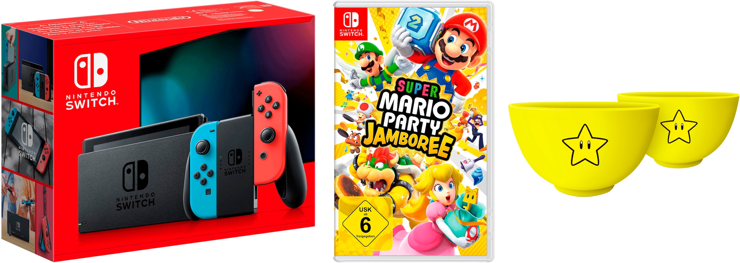 Nintendo Switch Konsolen-Set »Switch + Super Mario Party Jamboree« 32 GB Switch inkl. Mario Party Jamboree und exklusives Müslischalen-Set