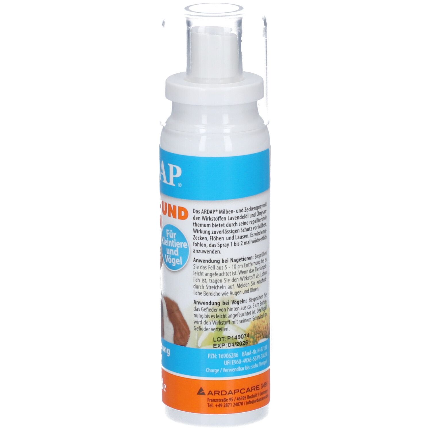 ARDAP Milben- und Zeckenspray für Kleintiere und Vögel