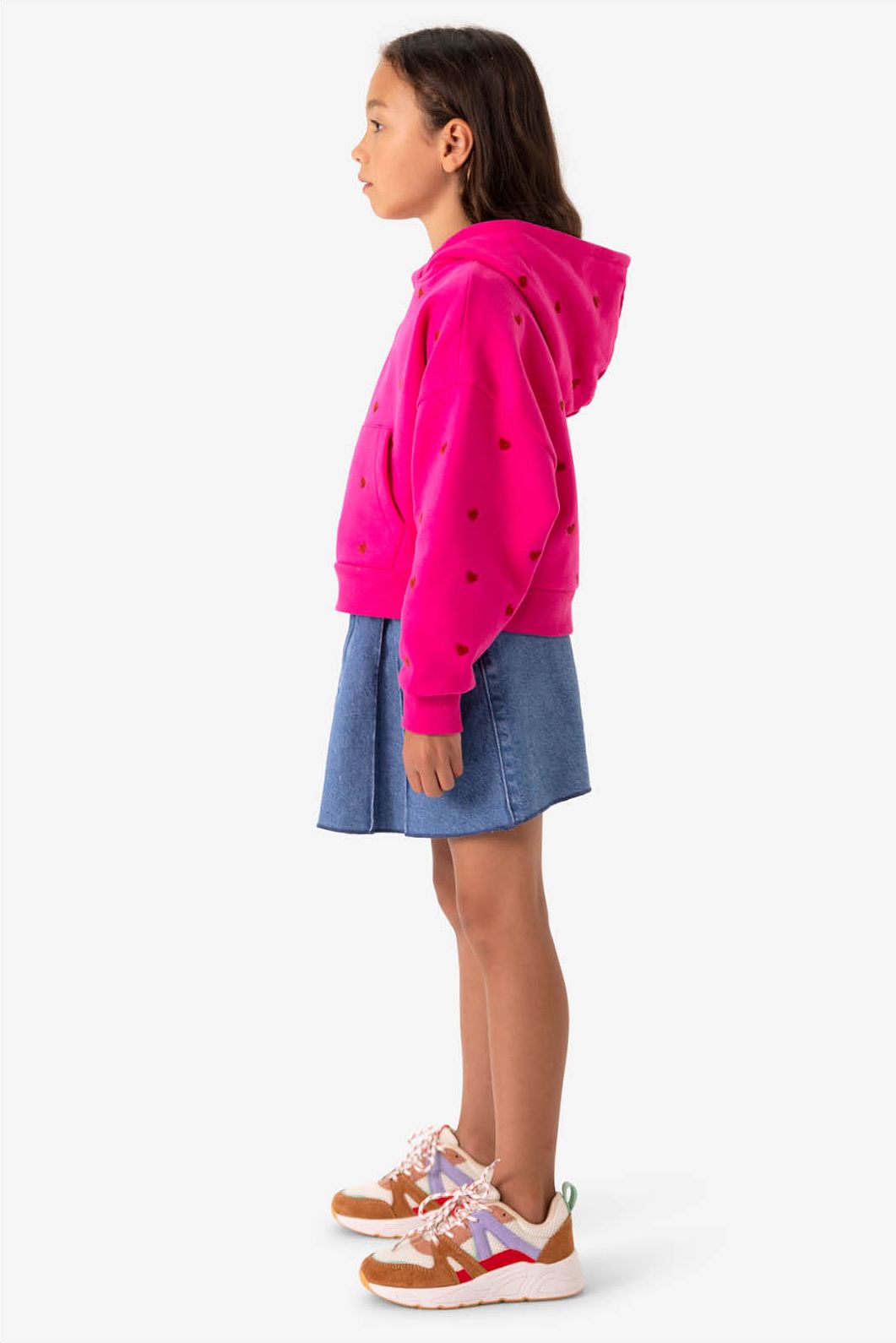 Roze hoodie met hartjes
