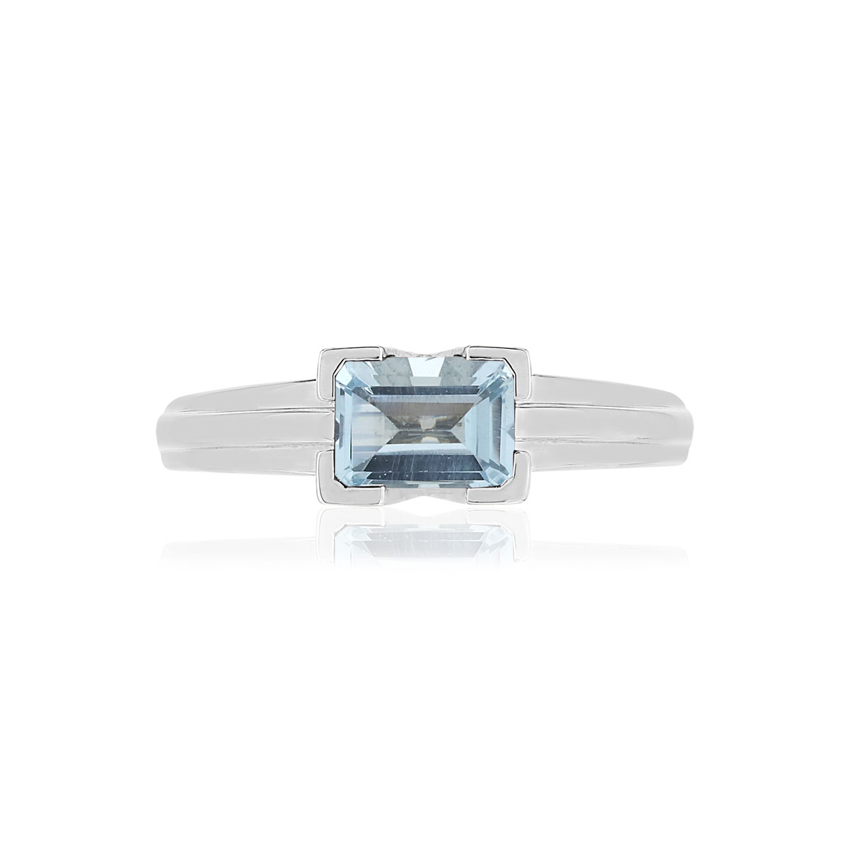 Bague VAN BRILL or blanc 750, aigue-marine, diamant.