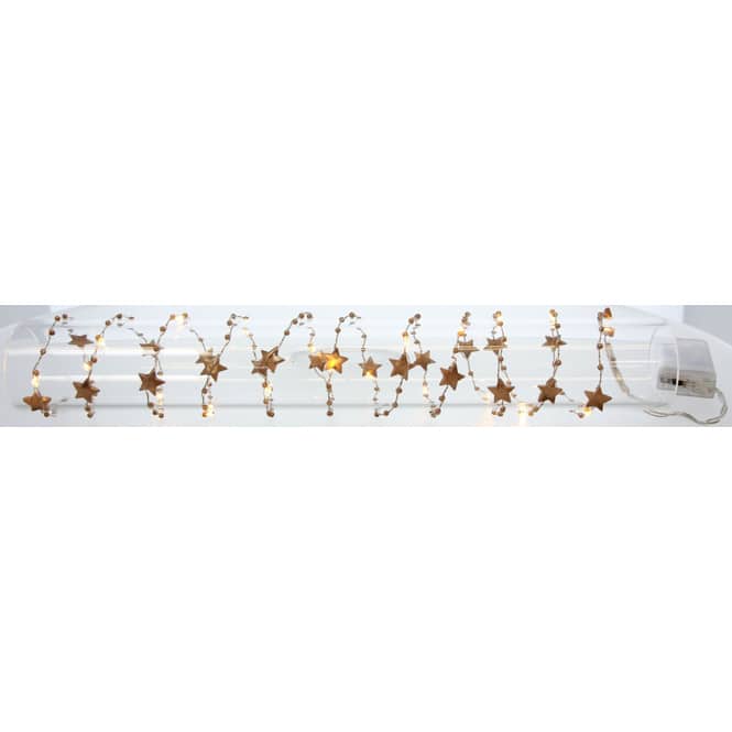 20er LED-Lichterdraht - Sterne - 2 m - kupfer