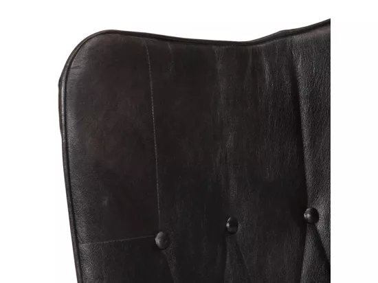 Chaise à oreilles Noir Cuir véritable