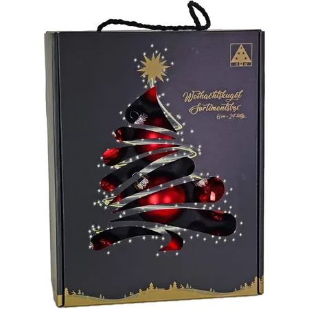 Riffelmacher Weihnachtsglaskugeln im Koffer, rot, 24 Stück