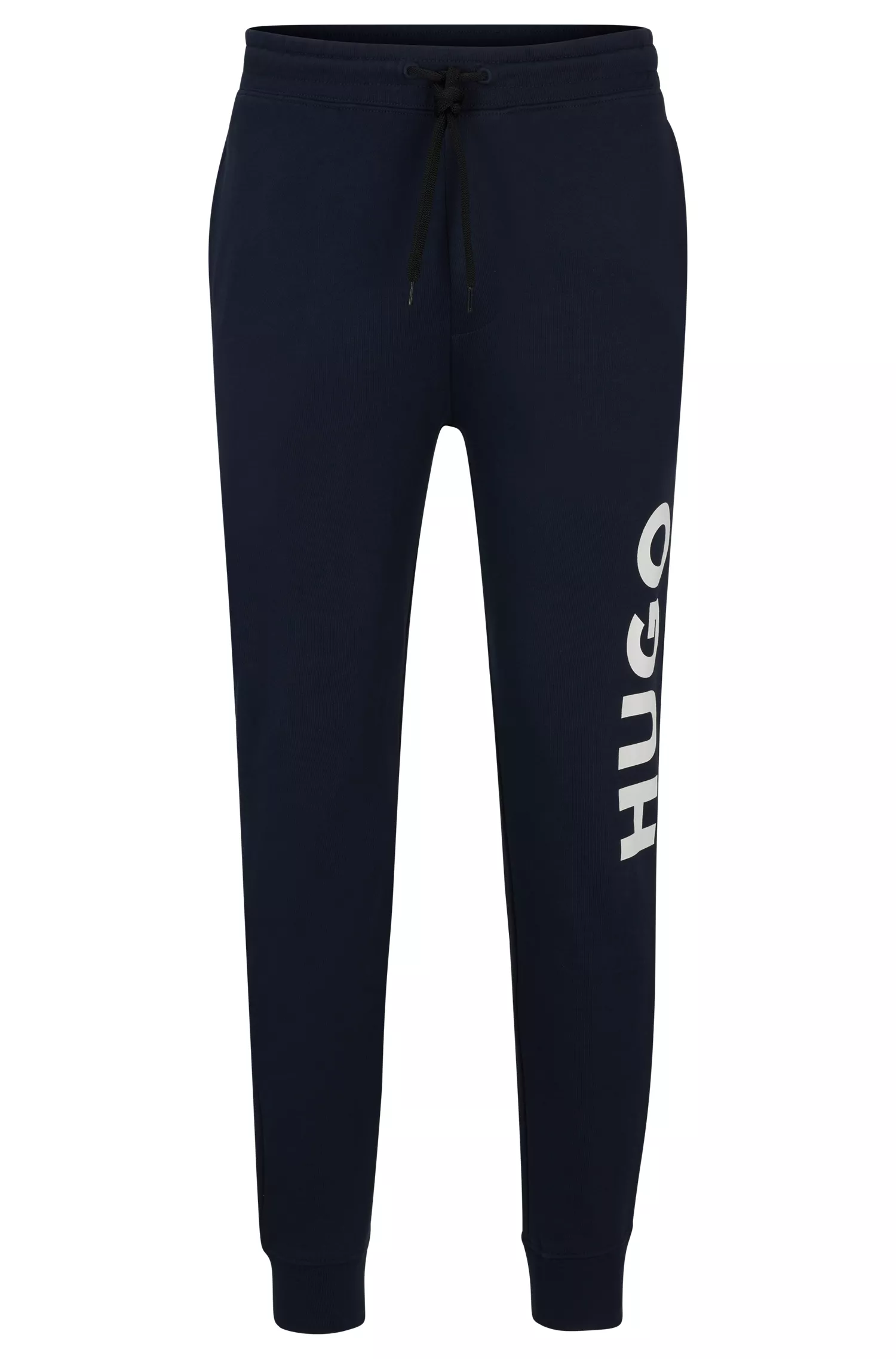 Calça de fato de treino HUGO com punhos vermelhos em tecido felpudo francês e logótipo contrastante.