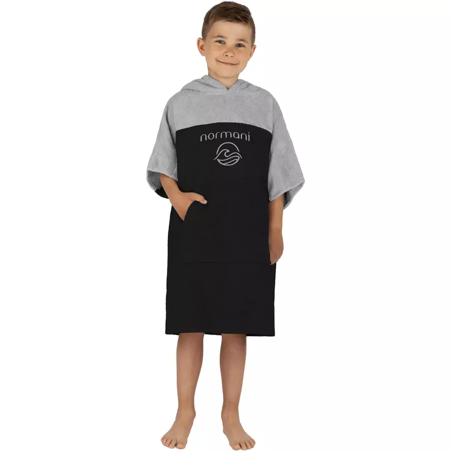 normani Kinder Badeponcho 6-9 Jahre Puwai Schwarz
