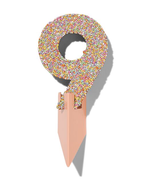 chiffre de fête 9 en chocolat avec perles multicolores