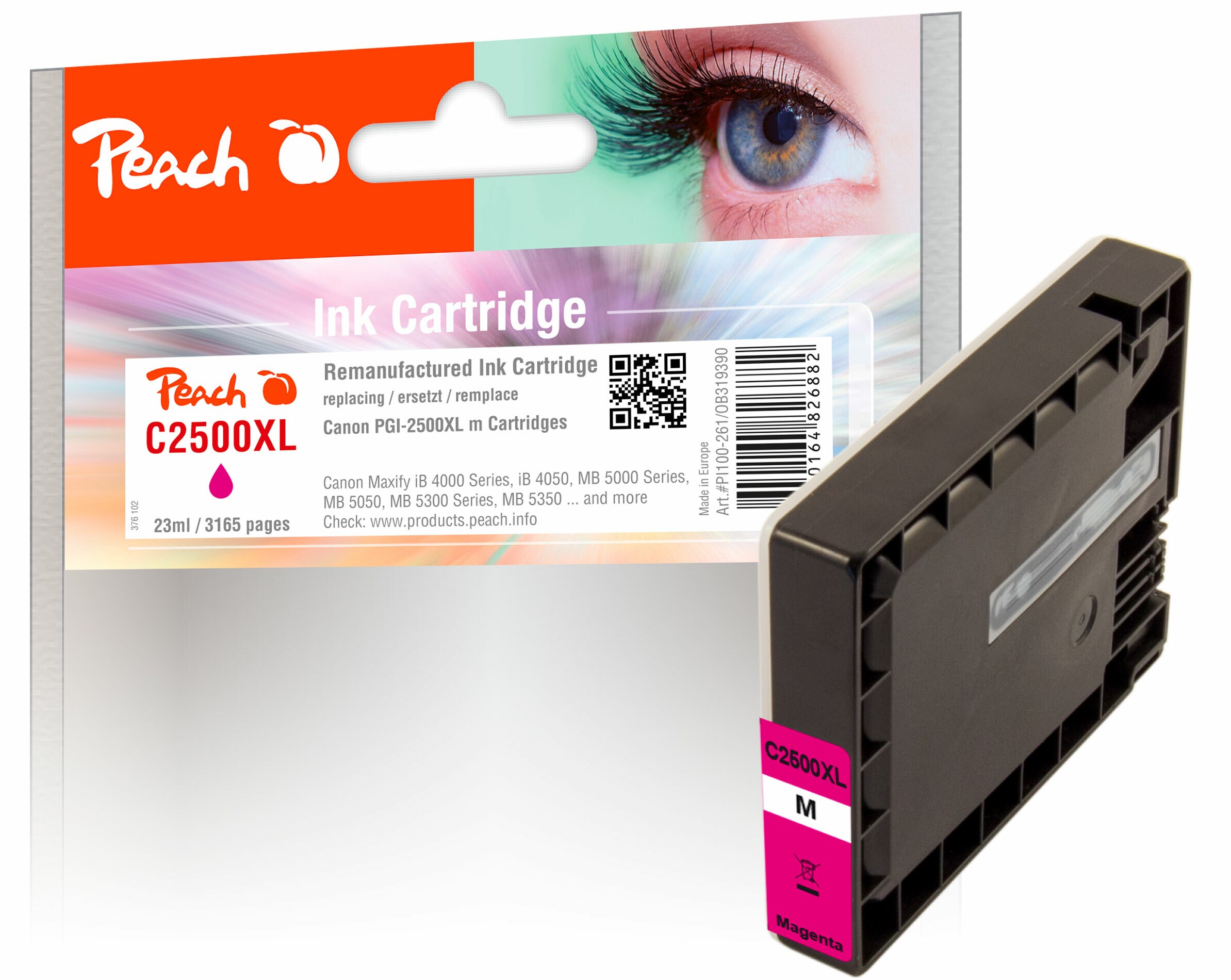 Peach C2500 XLM Druckerpatrone XL ma ersetzt Canon PGI-2500XLM, 9266B001 für z.B. Canon Maxify MB 5150, Canon Maxify iB 4000, Canon Maxify iB 4050 (wiederaufbereitet)