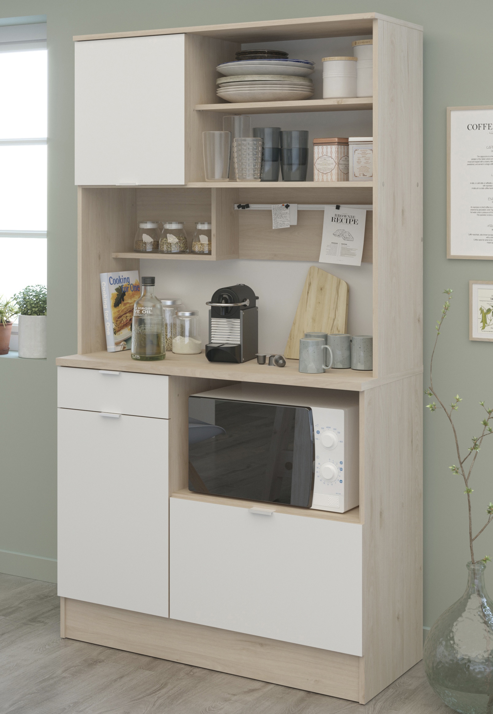 Parisot Buffet-Schrank SOCOOL 100 x 185 cm Eiche Jackson Dekor/ Weiß