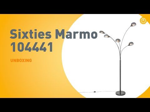 Design vloerlamp zwart met smoke glas 5-lichts - Sixties Marmo